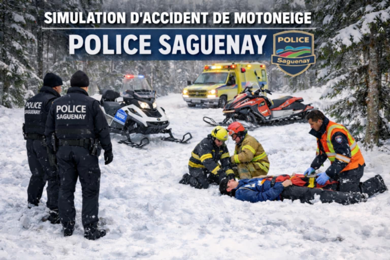 Simulation d’accident de motoneige à Saguenay